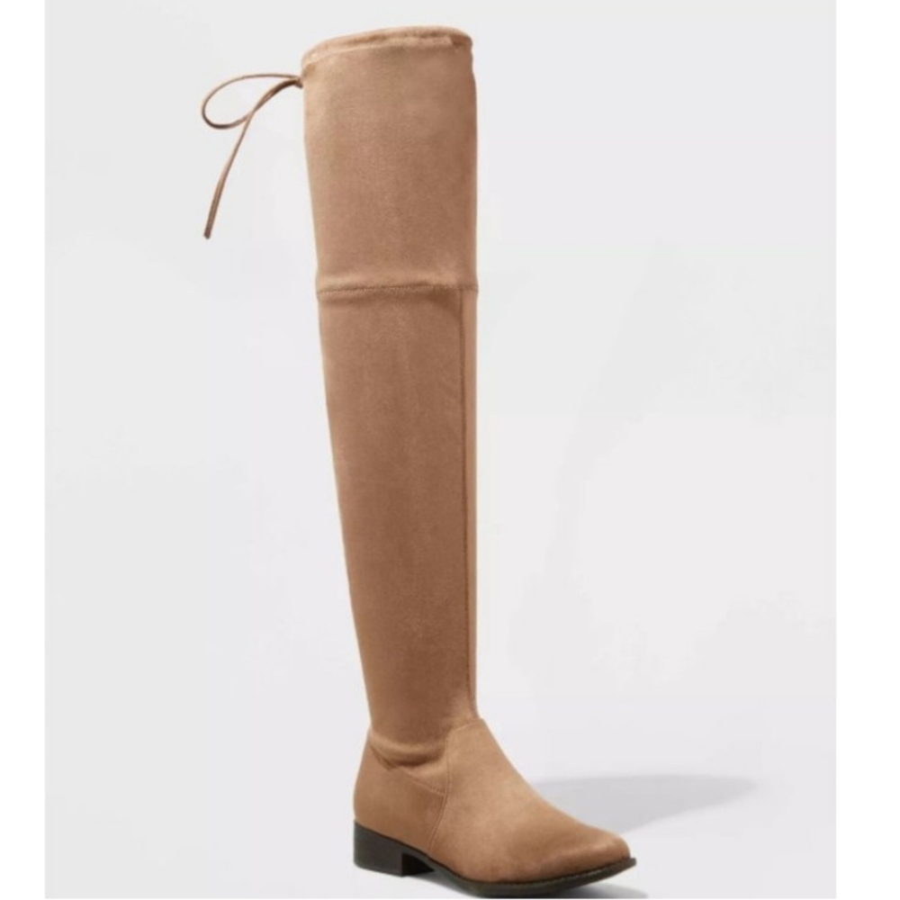 A New Day Taupe Beige Ultimate Comfort Faux Suede Over The Knee Boot Sidney NWT